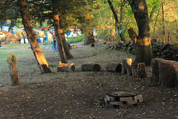 burning candles in a garden