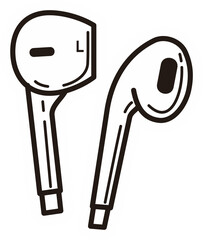 Earphone music player on translucent background