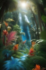 Tropical forest landscape with river