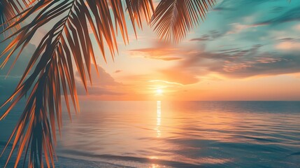 Fototapeta na wymiar Generative AI : beautiful tropical sunset and sea