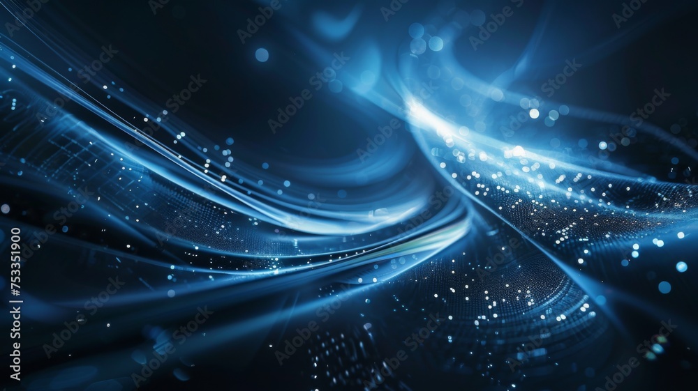 Poster abstract glowing digital wave design with dots - a high-tech image featuring radiant light waves int