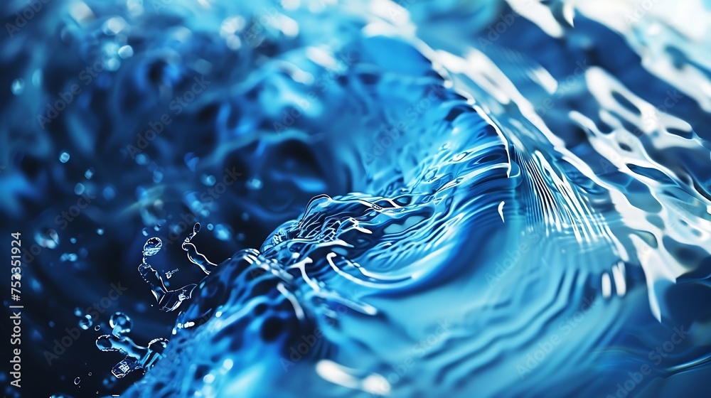 Poster generative ai : abstract blue color water wave, pure natural swirl pattern texture, background photo