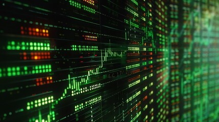Generative AI : Stock market chart,Stock market data on LED display concept.