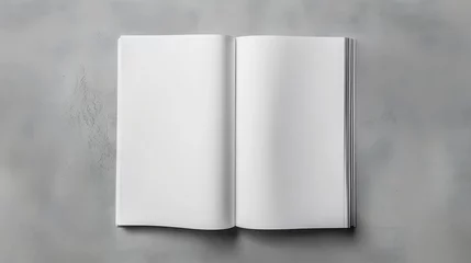 Foto op Plexiglas Generative AI : Design concept - Top view of pure white notebook, white page on grey background for mockup © The Little Hut