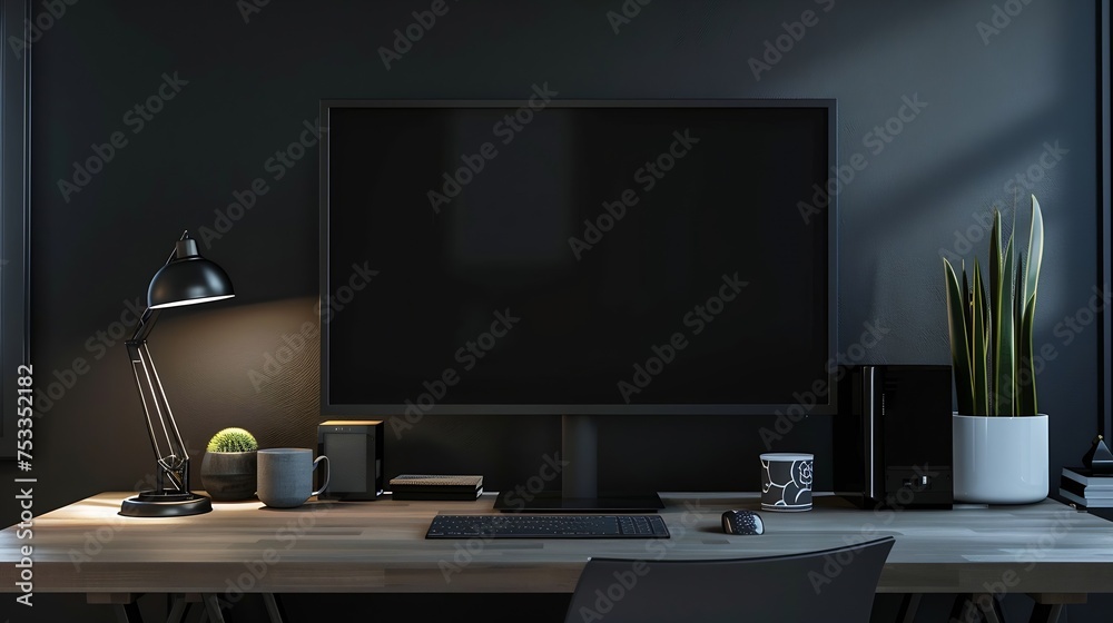 Aufkleber generative ai : blank space on moniter in the room
