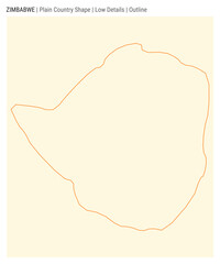 Zimbabwe plain country map. Low Details. Outline style. Shape of Zimbabwe. Vector illustration.