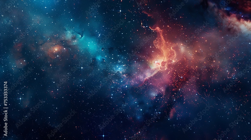 Poster generative ai : space background with realistic nebula and shining stars. colorful cosmos with stard