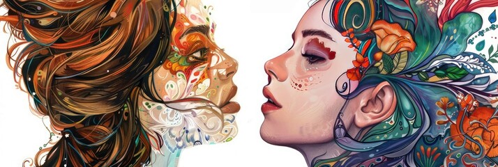 Artistic illustrations of women embracing their uniqueness and individuality