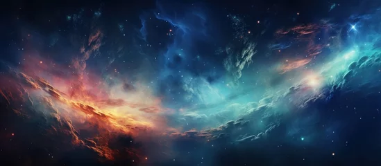  Deep space background with nebula, stars and galaxies. © nahij