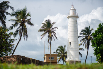 Galle Lighthouse in Galle fort or Dutch Fort one of UNESCO world heritage site in southwest coast...
