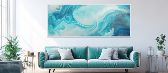 Abstract ocean themed art in luxurious shades of Tiffany blue inspired by the history and mystique of natural stones like marble
