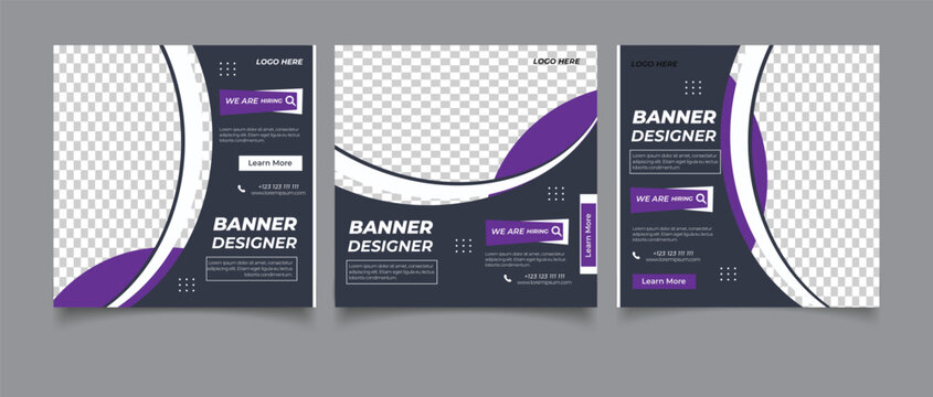 We are hiring job vacancy square social media post banner template