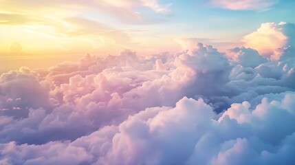 Generative AI : Beautiful sky over clouds at sunset time
