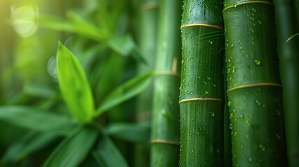 Nature green Bamboo background AI Image Generative