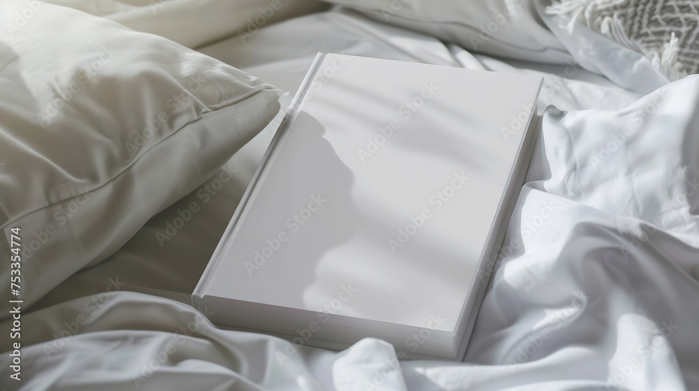 Aufkleber generative ai : white book cover mockup on the pillows in scandinavian style