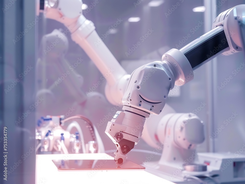 Aufkleber Generative AI : Engineer hand using tablet with machine real time monitoring system software. 