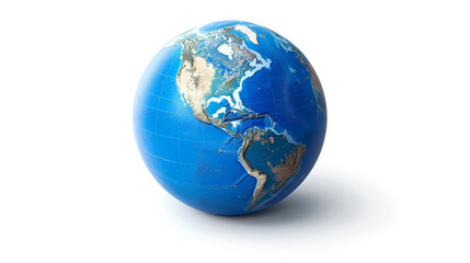 blue world map globe isolated on white background. copy space. generative ai
