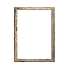 wooden frame with isolated white background. front view of classic wooden frame. for A4 image or text.