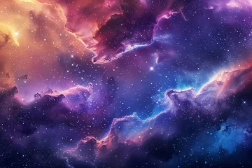 Foto op Canvas Galaxy-themed illustration with colorful nebulae Stars And cosmic clouds Perfect for space enthusiasts and science fiction fans © Bijac