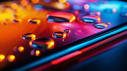 A detailed photo of a smartphone screen showing the vivid colors and sharp picture quality. The accompanying text mentions quantum dots as the technology behind the devices
