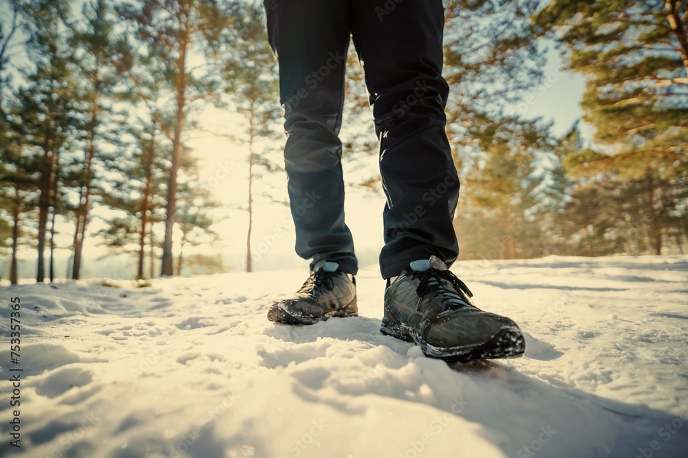 Sticker walking in the snow