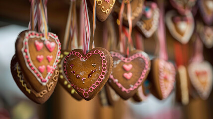 The unmistakable aroma of freshly baked gingerbread hearts hung from colorful ribbons and adorned with sweet messages and designs adding a touch of sweetness to the festivities