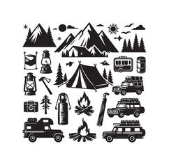 Camping icons Vector illustration
