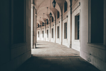 Dark hallway of a beautiful old building