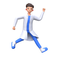 3D Male Doctor jumping pose