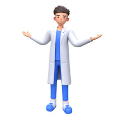 3D Confused Male Doctor 