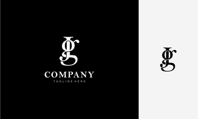 gJ or Jg initial letter logo vector design