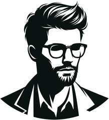 Stylish Man Silhouette with Glasses, generative AI