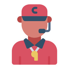 Coach with headphone profession icon