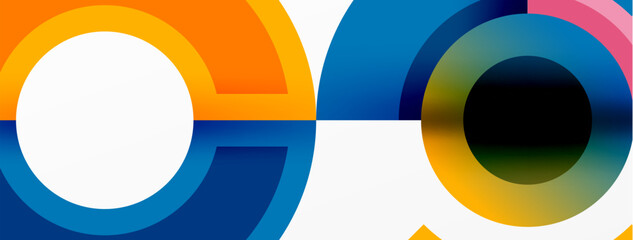 Round elements and circles geometric minimal composition background. Vector Illustration For Wallpaper, Banner, Background, Card, Book Illustration, landing page