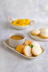 serabi, indonesian pancake with sauce