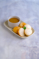 serabi, indonesian pancake with sauce