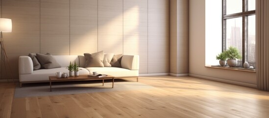 Room with neutral wall and wooden flooring