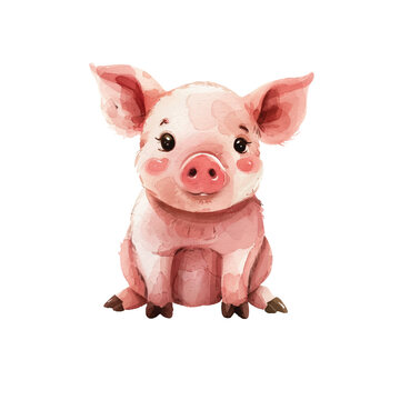 cute pig vector illustration in watercolour style
