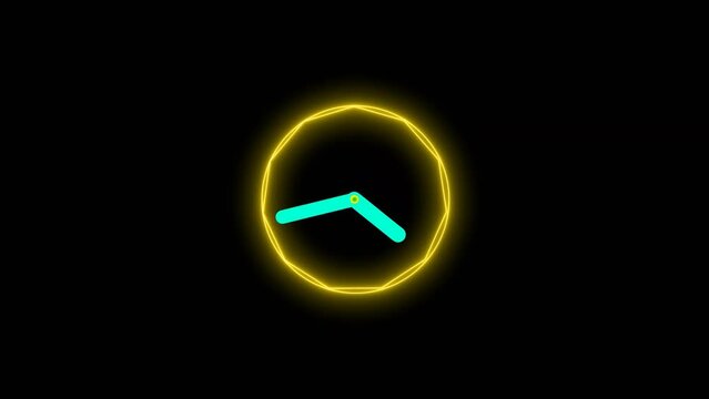 glowing clock animated ,timer sing ,minute hours, 
