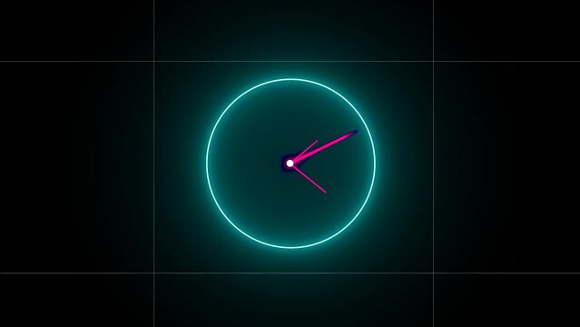 glowing clock animated ,timer sing ,minute hours, 