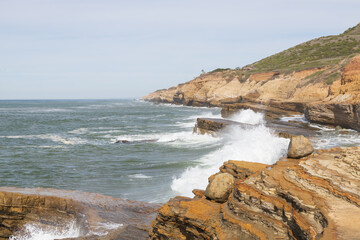 Waves breaking on Sunset Cliffs, San Diego, California