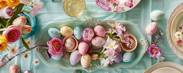 Springtime Feast: Beautifully Decorated Pastel Serving Trays and Platters for Your Easter Table
