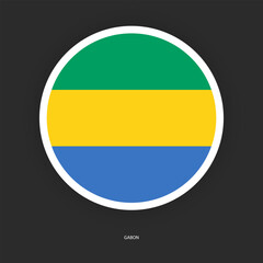 Gabon circle flag icon isolated on dark grey background. Gabon circular flag icon on barely dark background.