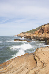 Waves breaking on Sunset Cliffs, San Diego, California