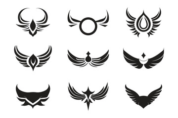 wings logo in modern minimal style - obrazy, fototapety, plakaty