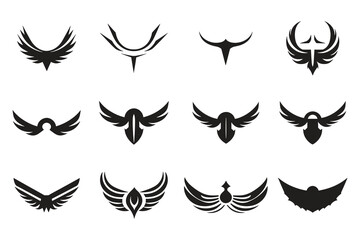 wings logo in modern minimal style - obrazy, fototapety, plakaty