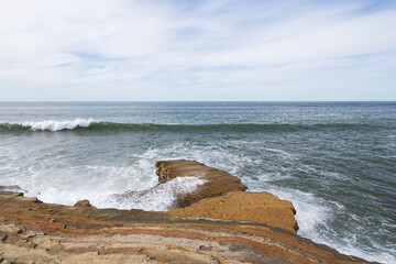 Waves breaking on Sunset Cliffs, San Diego, California