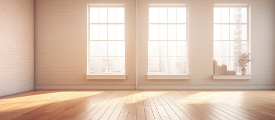 Bright room with large window and wooden floor