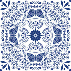 Discover the beauty of Talavera de Puebla: Vector illustration of the iconic traditional Mexican Talavera de Puebla tile. This traditional craft will add a touch of charm to your design projects.