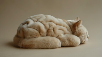 Fototapeta na wymiar A fat cat with soft, fluffy fur in the shape of a human brain.